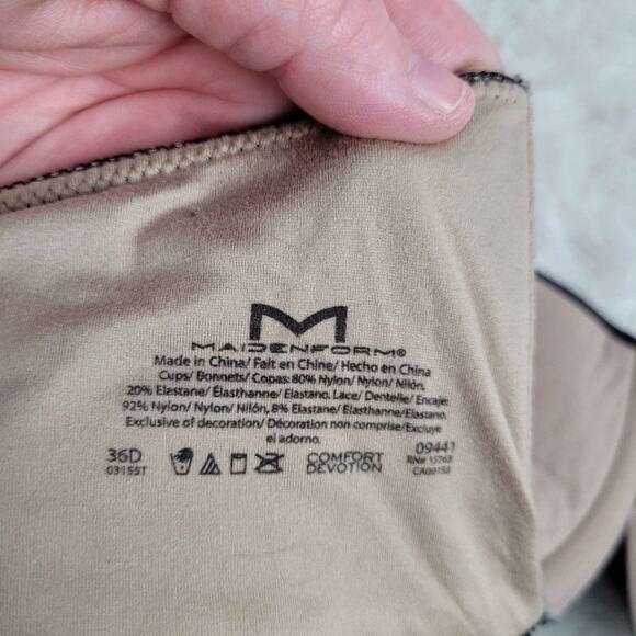 Maidenform Underwire Bra Size 36D Black Lace Comfort Demi - Picture 6 of 6